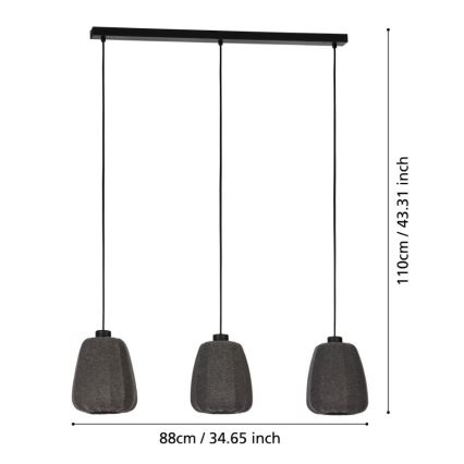 Eglo - Hanglamp aan een koord 3xE27/40W/230V