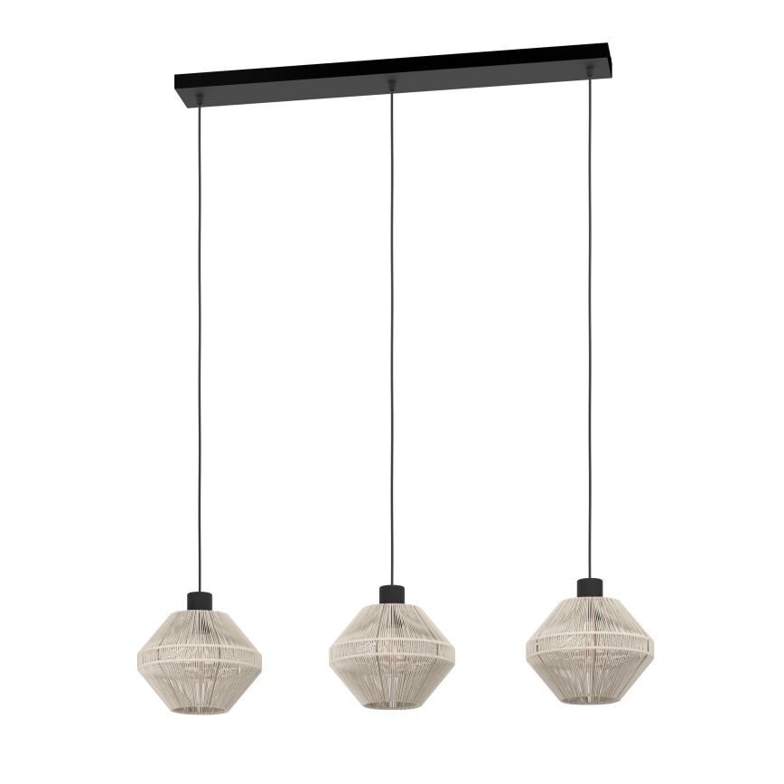 Eglo - Hanglamp aan kabel 3xE27/40W/230V crème