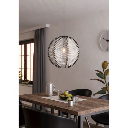 Eglo - Hanglamp aan een koord 1xE27/40W/230V diameter 48 cm wit/zwart