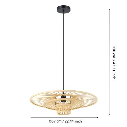 Eglo - Hanglamp aan kabel 1xE27/40W/230V bamboe