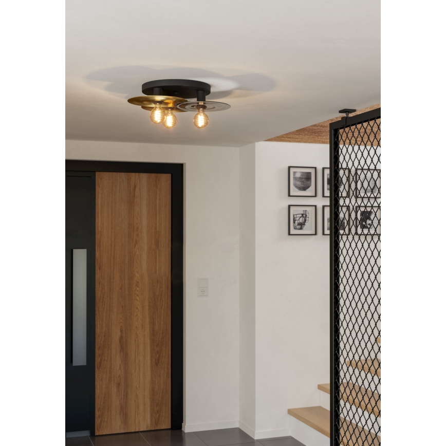 Eglo - Plafondlamp 3xE27/40W/230V goud/zwart