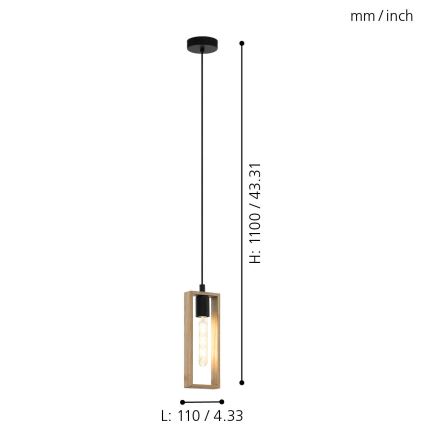 Eglo - Hanglamp aan een koord 1xE27/60W/230V