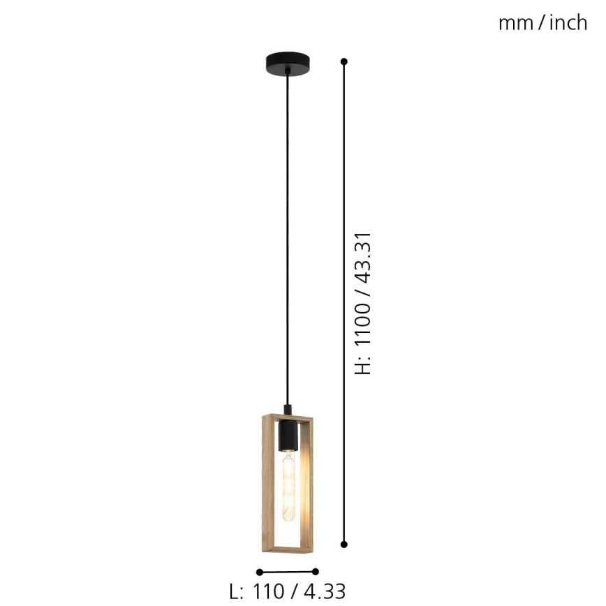 Eglo - Hanglamp aan een koord 1xE27/60W/230V