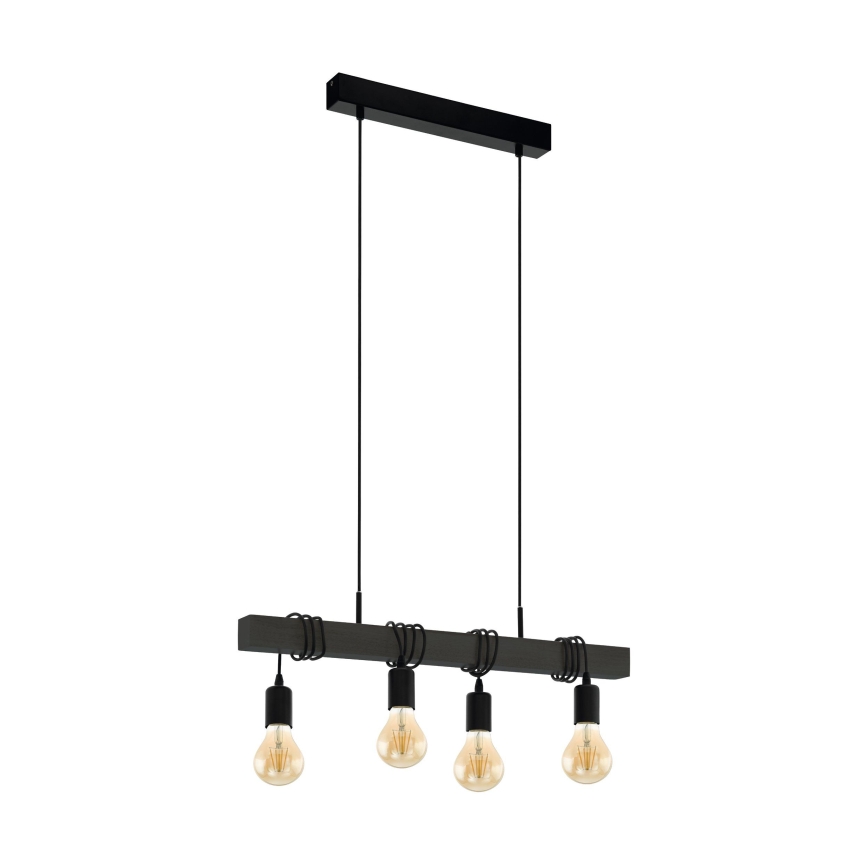 Eglo 44061 - Hanglamp met kabel TOWNSHEND 4xE27/40W/230V zwart