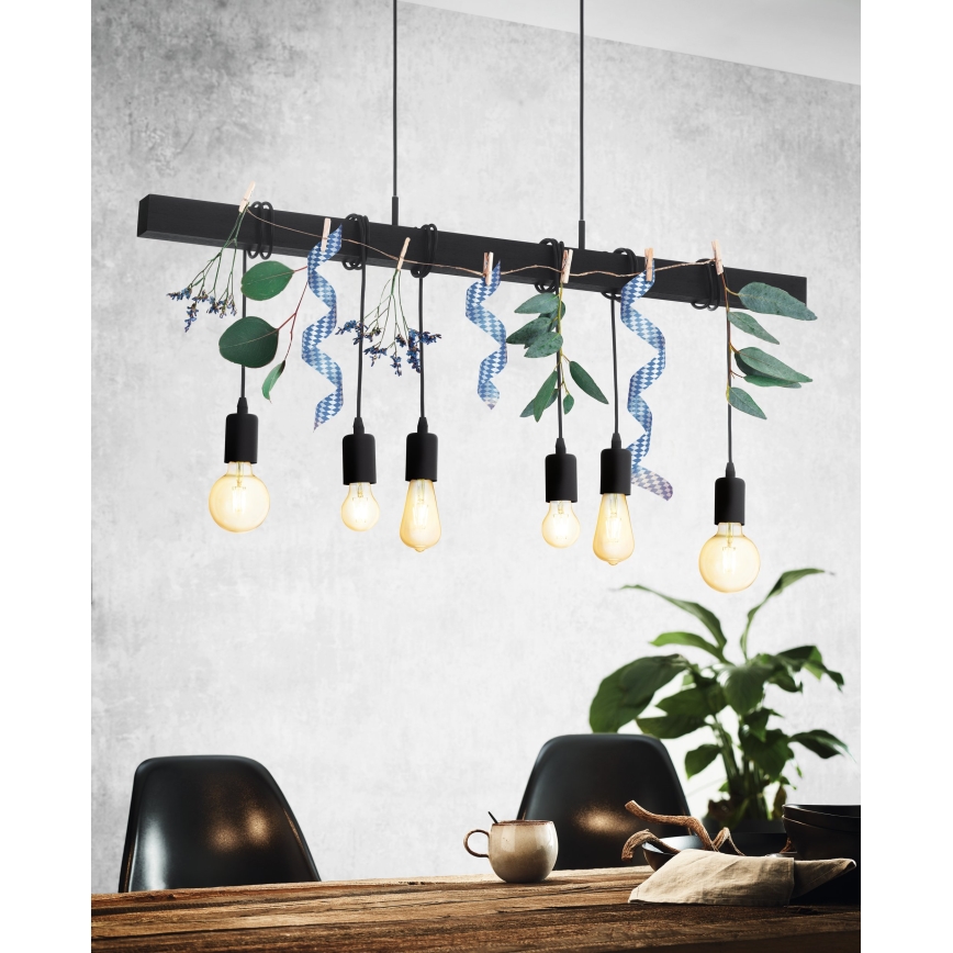 Eglo - Hanglamp aan een koord TOWNSHEND 6xE27/60W/230V