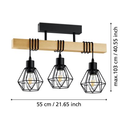 Eglo - Bevestigde hanglamp TOWNSHEND 3xE27/60W/230V