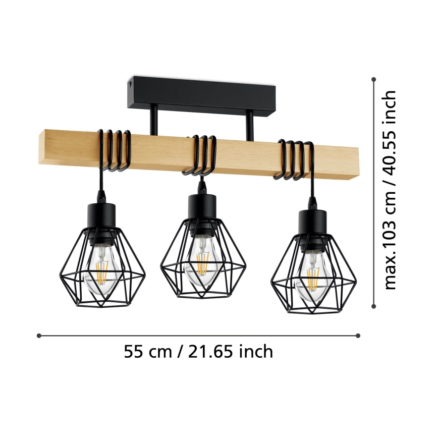 Eglo - Bevestigde hanglamp TOWNSHEND 3xE27/60W/230V