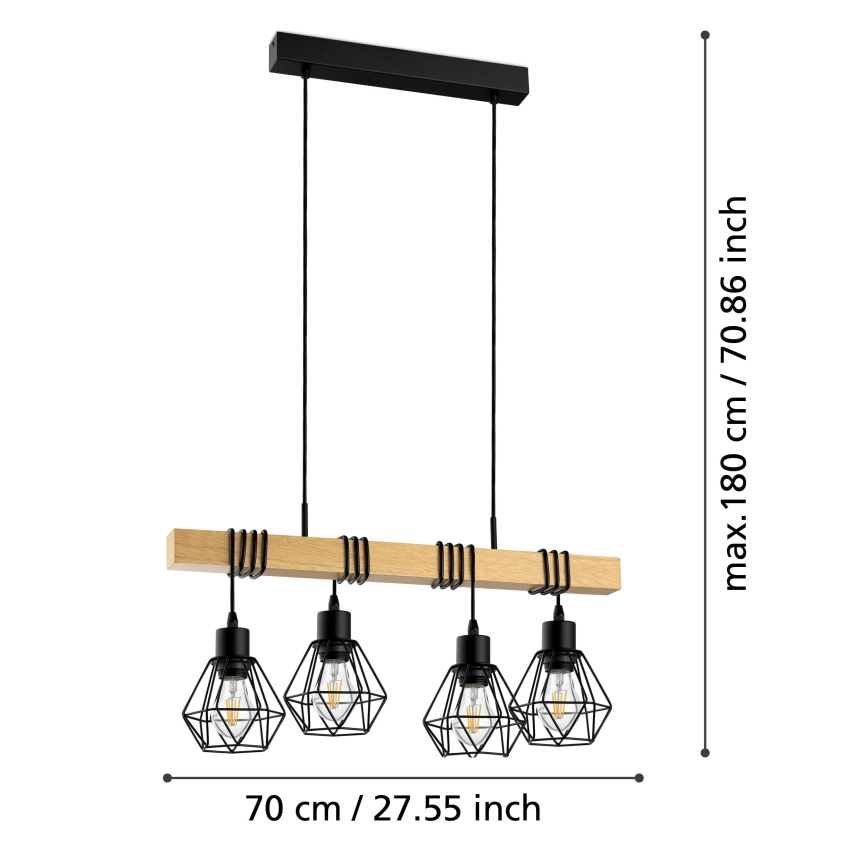 Eglo - Hanglamp aan een koord TOWNSHEND 4xE27/60W/230V
