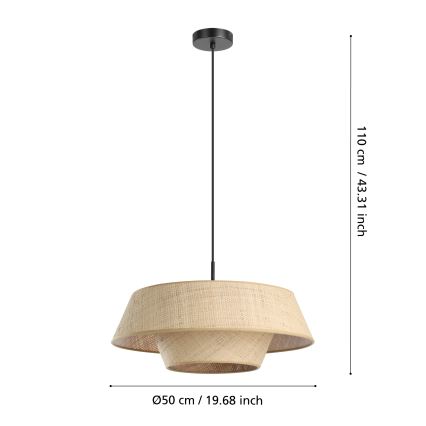 Eglo - Hanglamp met snoer 1xE27/60W/230V raffia