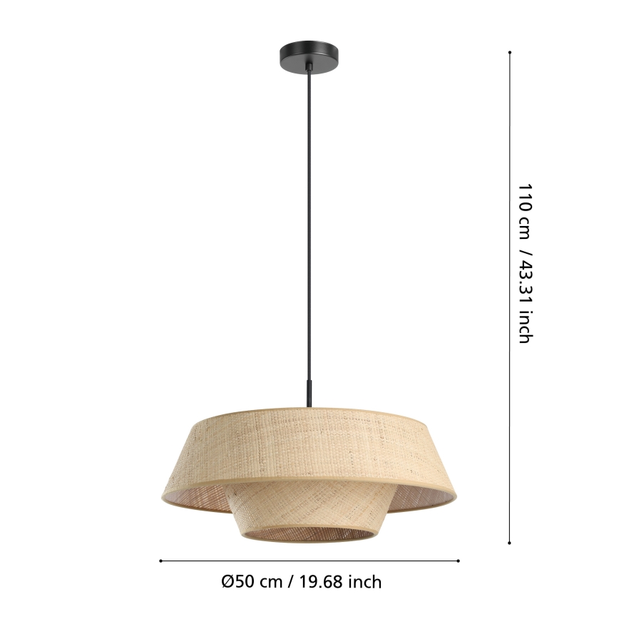 Eglo - Hanglamp met snoer 1xE27/60W/230V raffia