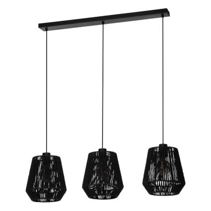 Eglo - Hanglamp aan een koord 3xE27/60W/230V zwart