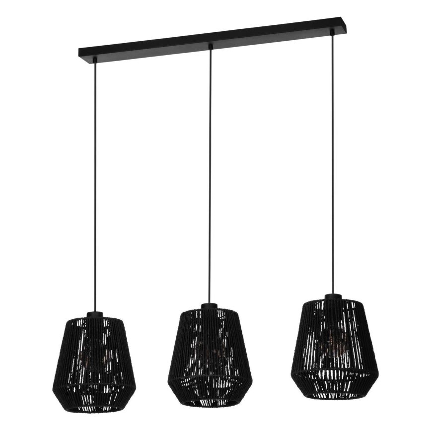 Eglo - Hanglamp aan een koord 3xE27/60W/230V zwart