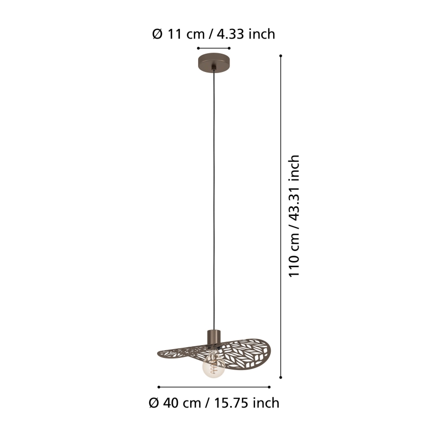 Eglo - Hanglamp aan snoer 1xE27/60W/230V Ø 40 cm bronskleurig