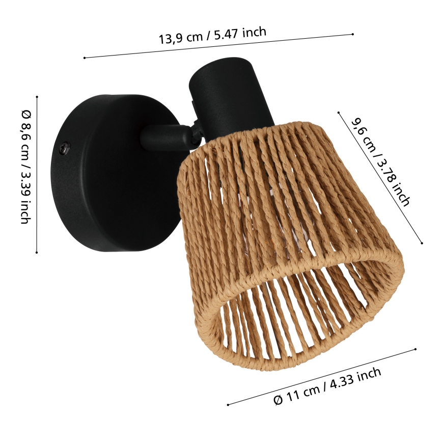 Eglo - Wandspot 1xE14/10W/230V zwart/beige