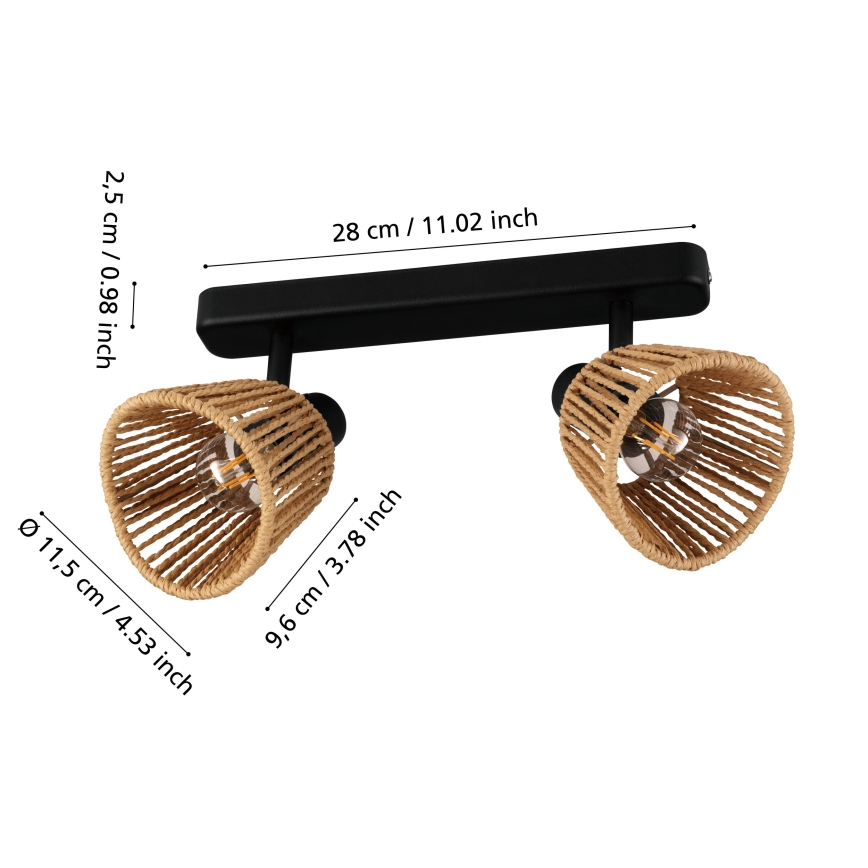 Eglo - Spotarmatuur 2xE14/10W/230V zwart/beige