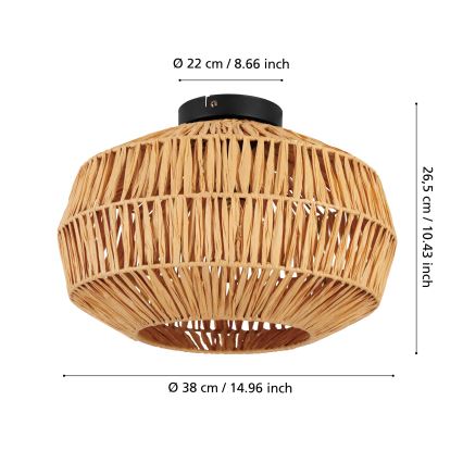 Eglo - Plafondlamp 1xE27/40W/230V Ø 38 cm bruin