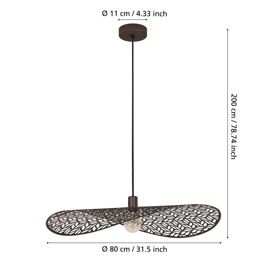 Eglo - Hanglamp aan kabel 1x E27/60W/230V Ø 80 cm bronskleurig