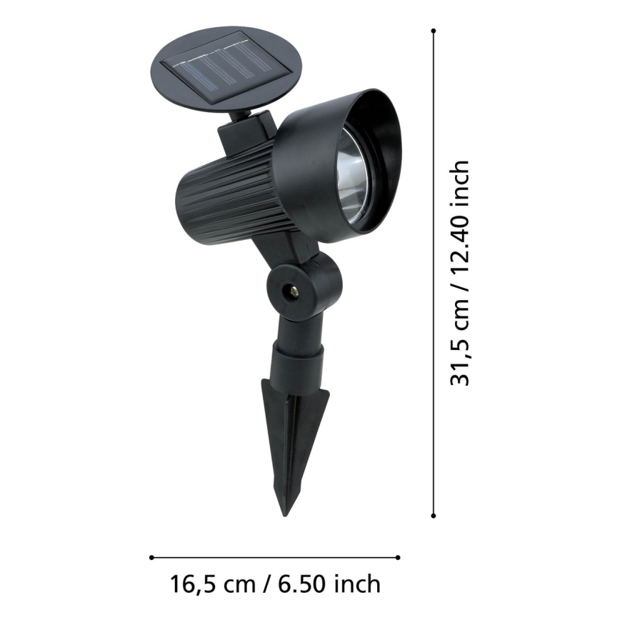 Eglo - SET van 3 LED-zonnelampen met sensor, 200 mAh, IP44, zwart