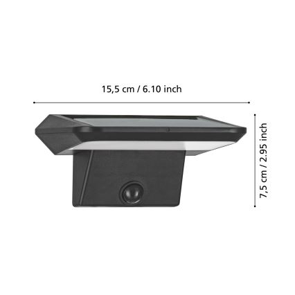 Eglo - LED zonne-wandlamp met sensor LED/20W/3,7V 2000 mAh IP44