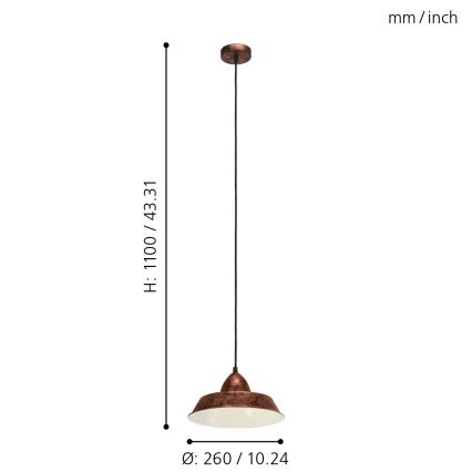 Eglo - Hanglamp 1xE27/60W/230V