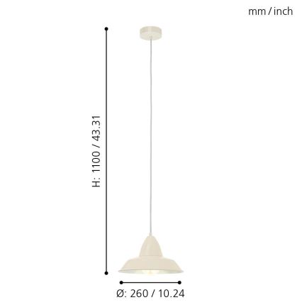 Eglo 49245 - Hanglamp AUCKLAND 1xE27/60W/230V
