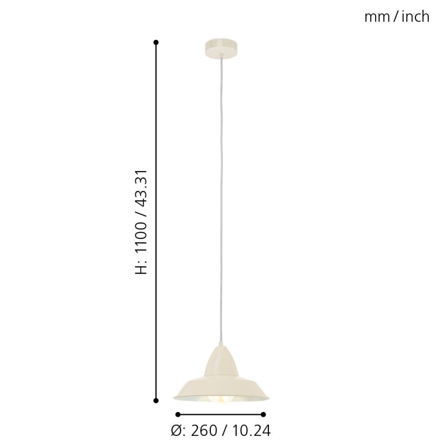 Eglo 49245 - Hanglamp AUCKLAND 1xE27/60W/230V