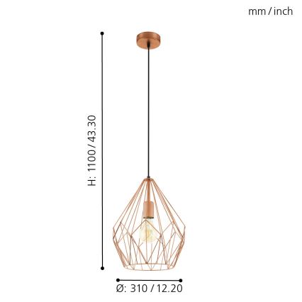 Eglo - Hanglamp 1xE27/60W/230V