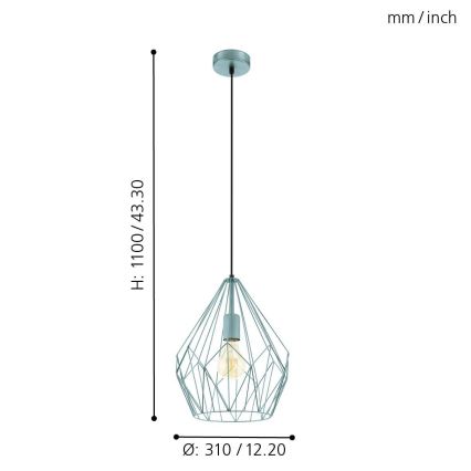 Eglo - Hanglamp 1xE27/60W/230V