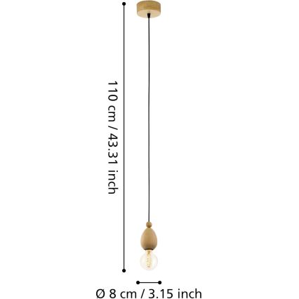 Eglo 49376 - Hanglamp AVOLTRI 1xE27/60W/230V