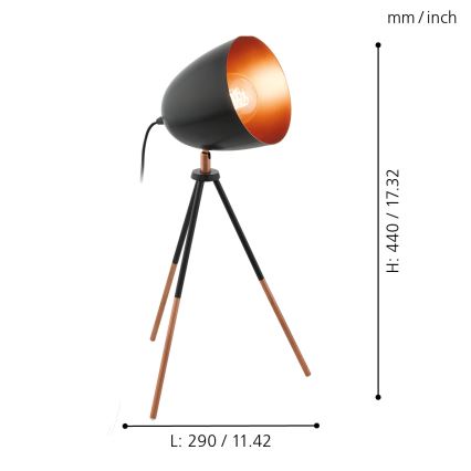 Eglo - Tafellamp 1xE27/60W/230V