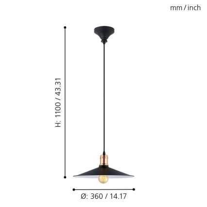 Eglo - Hanglamp aan kabel 1xE27/60W/230V