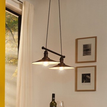 Eglo 49457 - Hanglamp met snoer STOCKBURY 2xE27/60W/230V