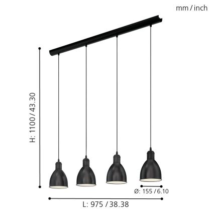 Eglo - Hanglamp 4xE27/60W/230V
