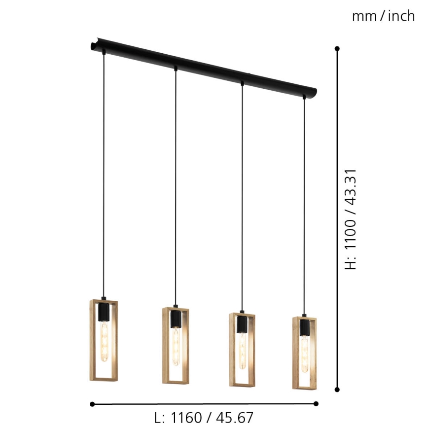 Eglo - Hanglamp aan koord 4xE27/60W/230V