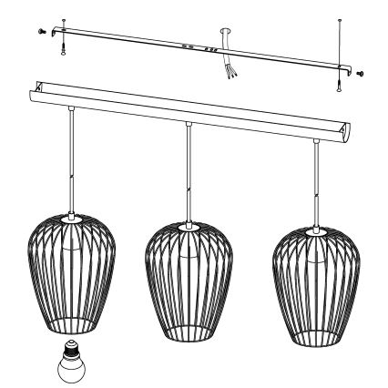 Eglo - Hanglamp 3xE27/60W/230V