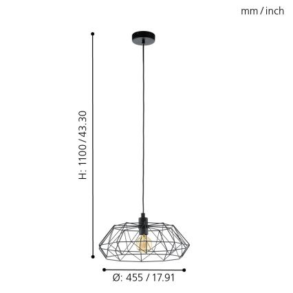 Eglo - Hanglamp 1xE27/60W/230V