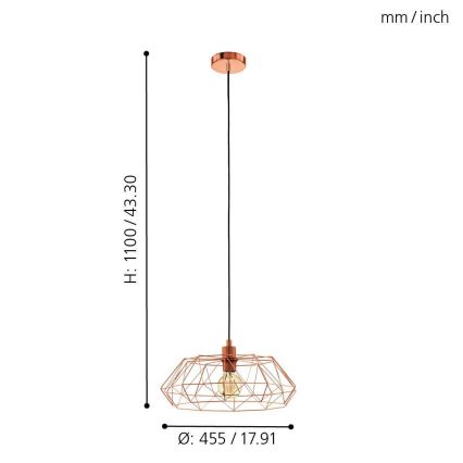 Eglo - Hanglamp 1xE27/60W/230V