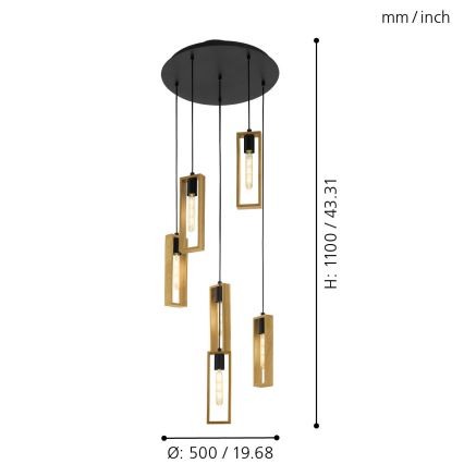 Eglo - Hanglamp aan een koord 6xE27/60W/230V