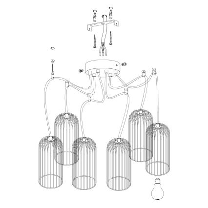 Eglo - Hanglamp aan koord 6xE27/60W/230V