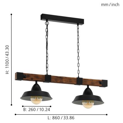 Eglo - Hanglamp aan ketting 2xE27/60W/230V