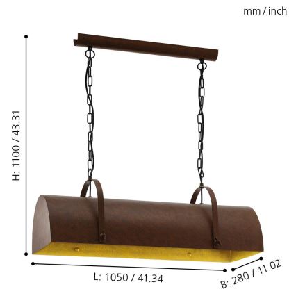 Eglo 49702 - Kroonluchter met ketting DEERHURST 3xE27/60W/230V