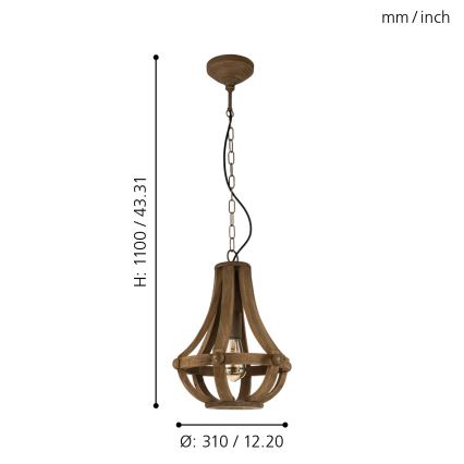 Eglo - Hanglamp 1xE27/60W