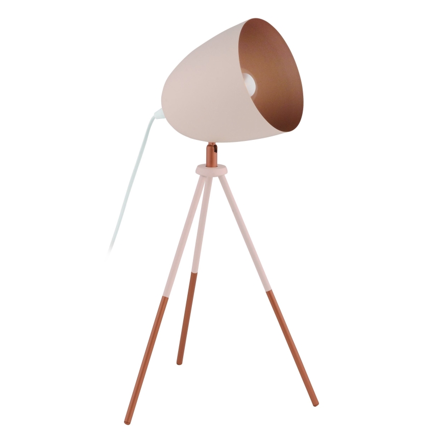 Eglo 49727 - Tafellamp CHESTER 1xE27/60W/230V wit/koperkleurig