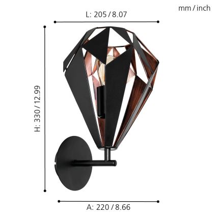 Eglo - Wandlamp 1xE27/60W/230V