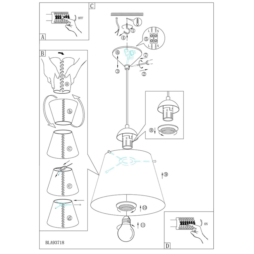 Eglo 54459 - Hanglamp aan koord MOLOVE 1xE27/60W/230V