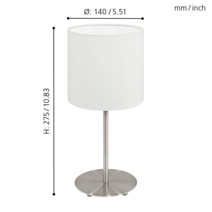 Eglo 54744 - Tafellamp ANADIA 1xE14/40W/230V wit/mat chroom