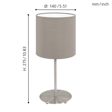 Eglo 54745 - Tafellamp ANADIA 1xE14/40W/230V taupe/mat chroom