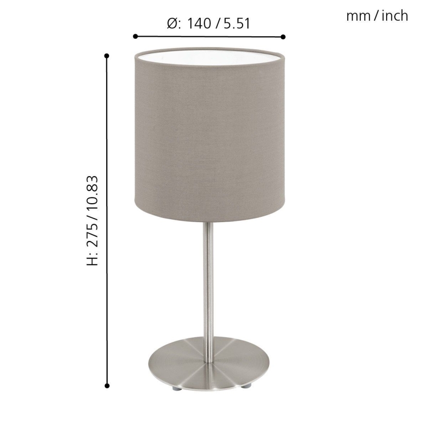 Eglo 54745 - Tafellamp ANADIA 1xE14/40W/230V taupe/mat chroom
