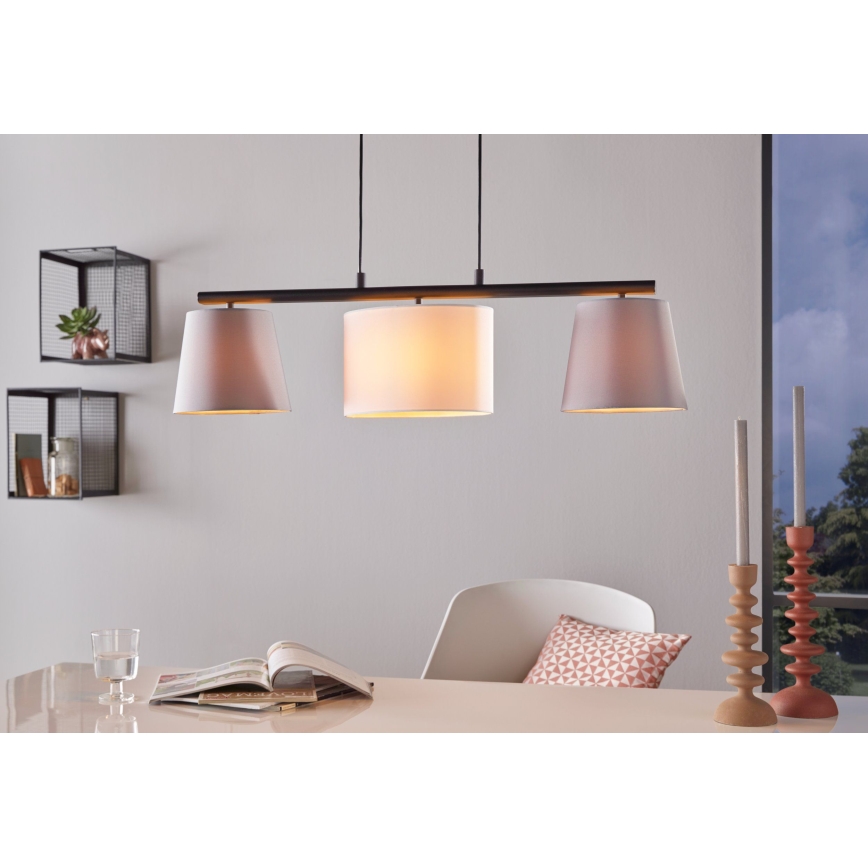 Eglo 55207 - Hanglamp aan een koord ALMEIDA 3xE14/25W/230V grijs