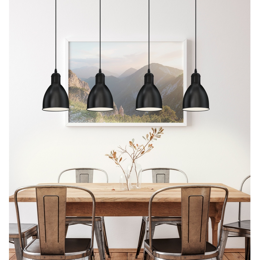 Eglo 55244 - Hanglamp aan kabel PRIDDY 4xE27/60W/230V zwart